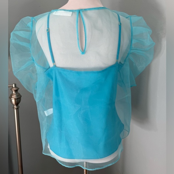 Amanda Uprichard Blue Sheer Smith Top 2 Piece Set - Picture 3 of 5